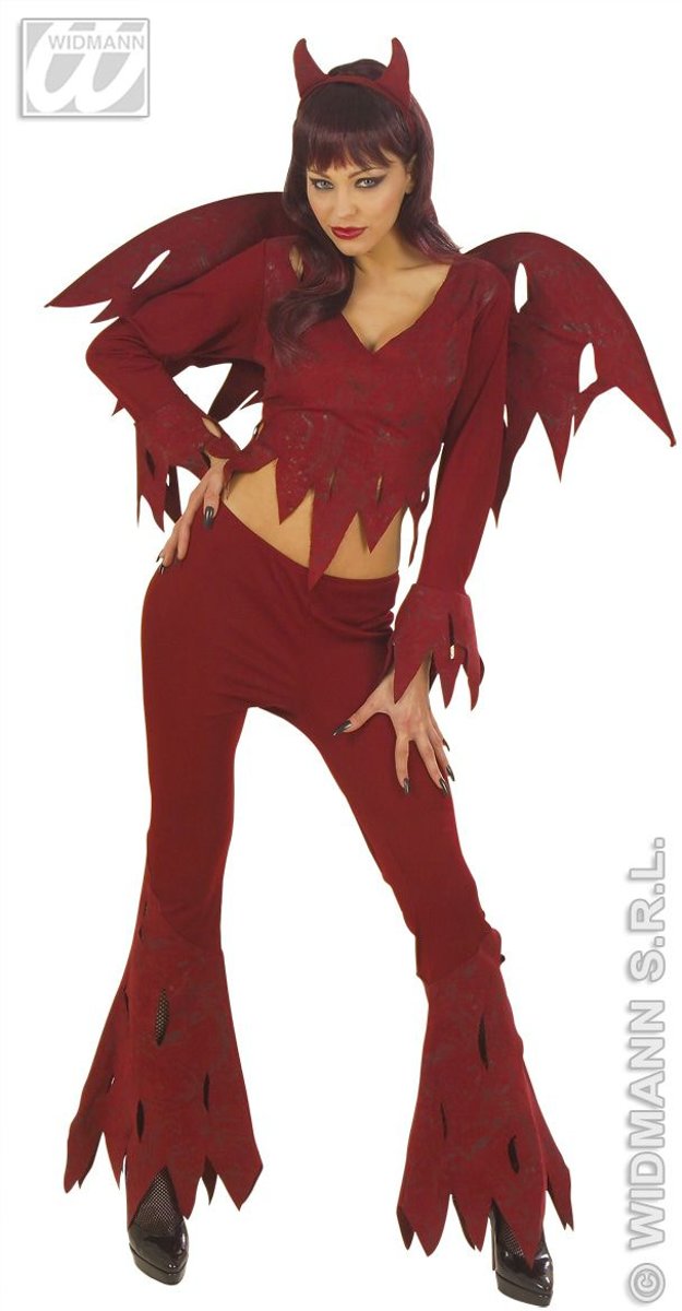 Duivel Kostuum | Woeste Duivel Horror Wings Kostuum Vrouw | Medium | Halloween | Verkleedkleding